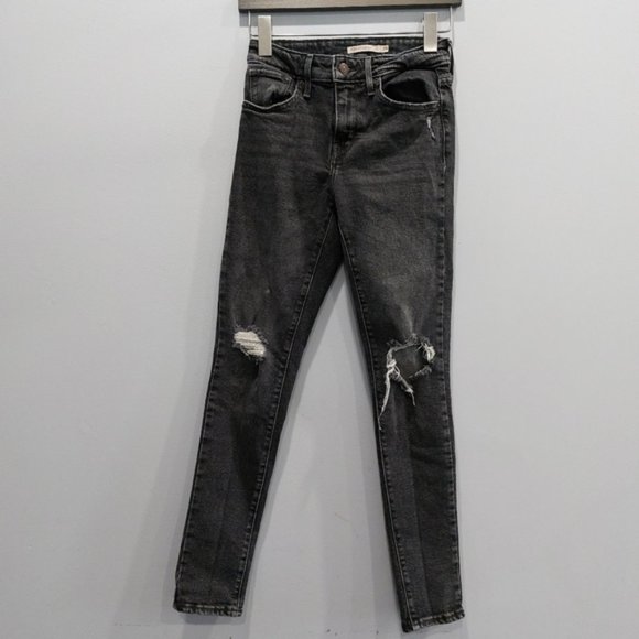 Levis 721 High Rise Skinny Distressed Jeans Acid Wash Size 25 - Picture 1 of 6